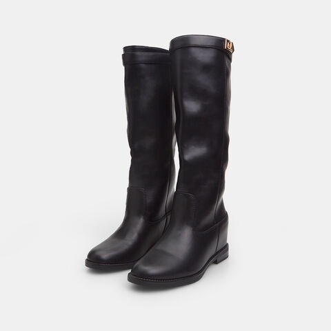 Bota de mujer con cuña interna y hebilla, Negro Bota de mujer con cuña interna y hebilla, Negro